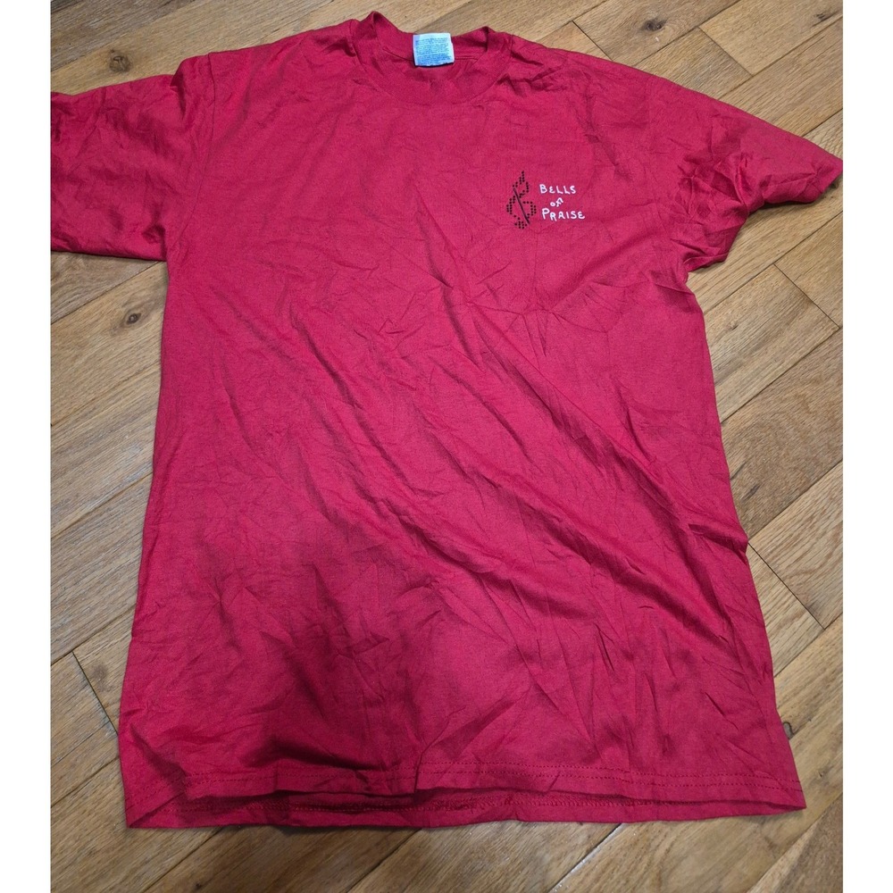 Vintage Hanes Heavyweight 50/50 Red T-Shirt Bells of Praise Graphic Mens Medium